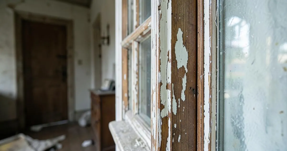 Peinture ancienne écaillée dans un logement à Dijon